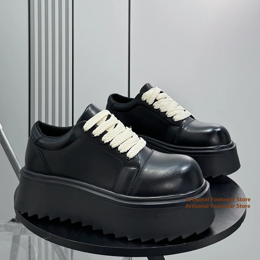Black Leather Chunky Platform Lace-Up Men's Shoes Streetwear Style Round-Toe Thick Platform Casual Oxford Sneakers Men's Shoes
Black Leather Chunky Platform Lace-Up Men's Shoes Streetwear Style Round-Toe Thick Platform Casual Oxford Sneakers Men's Shoes