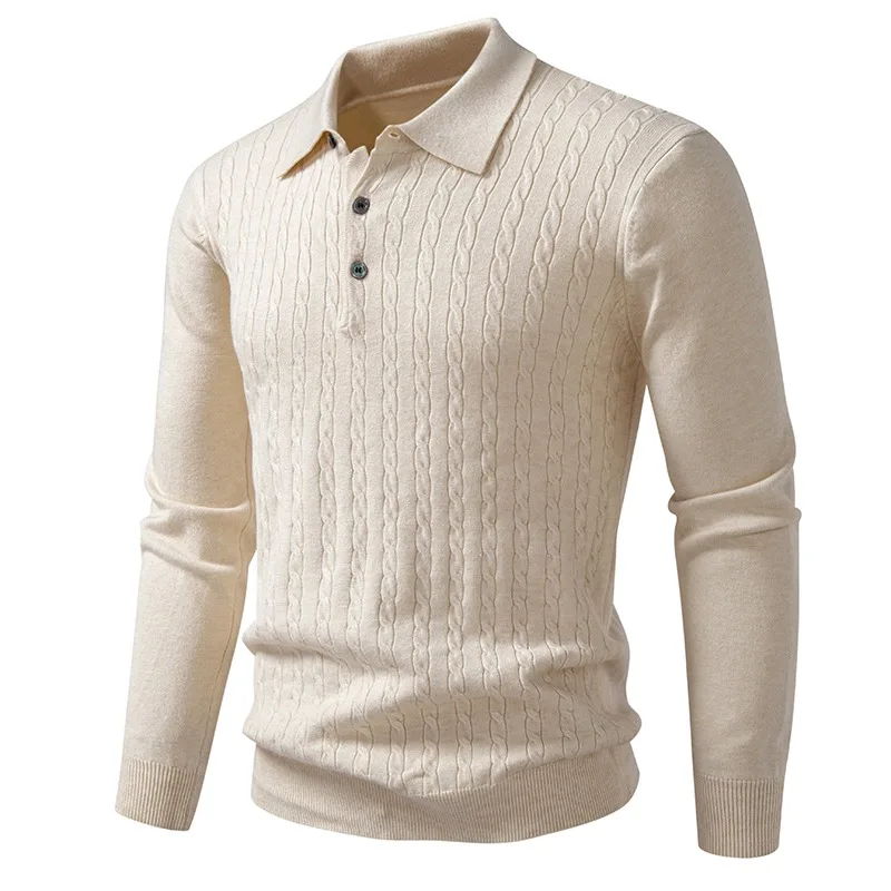 Men's Beige Cable Knit Turn Collar Collar Long Sleeve Pullovers Slim Fit Casual Button Up Top for Sweater Men Autumn Winter
Men's Beige Cable Knit Turn Collar Collar Long Sleeve Pullovers Slim Fit Casual Button Up Top for Sweater Men Autumn Winter