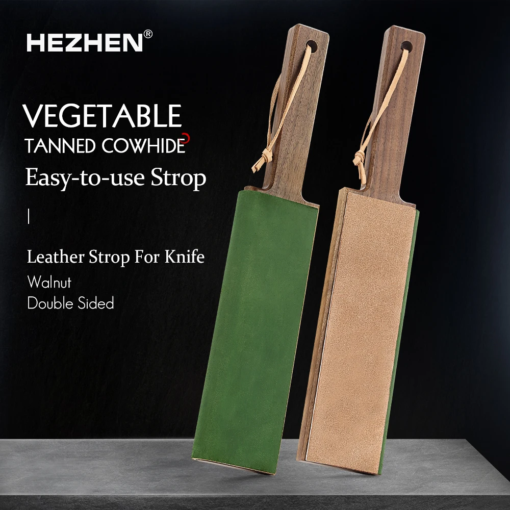 HEZHEN Double Sided Leather Sharpener Vegetable Tanned Cowhide Wooden Handles Stropping Block Polish Leather Strop For Knife
HEZHEN Double Sided Leather Sharpener Vegetable Tanned Cowhide Wooden Handles Stropping Block Polish Leather Strop For Knife