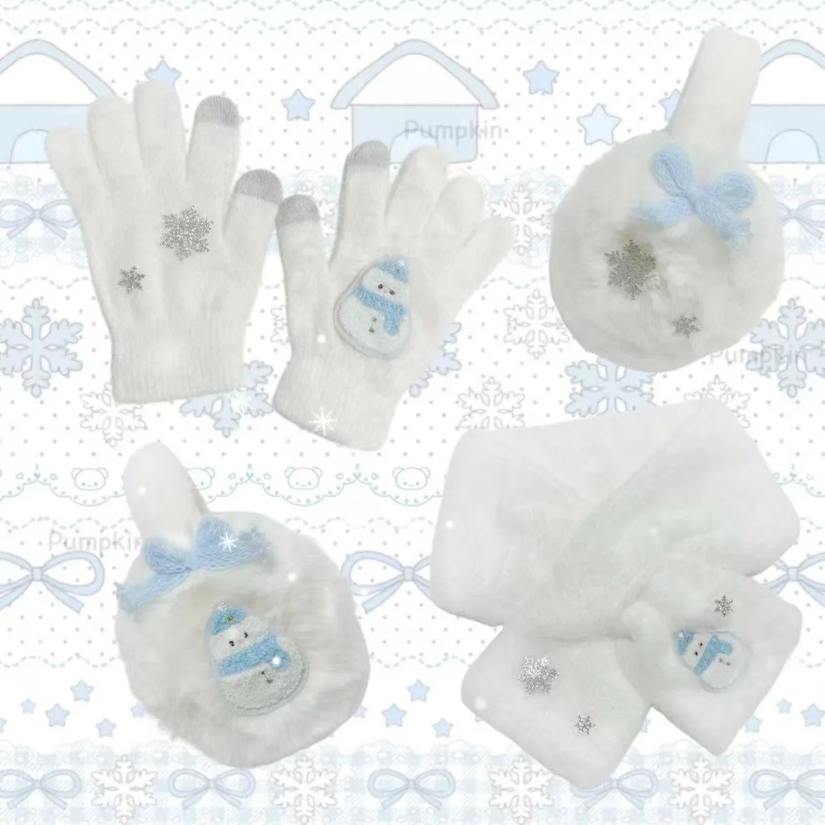 Y2K Winter Plush Warm Snowman Gloves+Scarf+ Ear muffs for Women Girls Christmas Dress Up Accessories Gift
Y2K Winter Plush Warm Snowman Gloves+Scarf+ Ear muffs for Women Girls Christmas Dress Up Accessories Gift