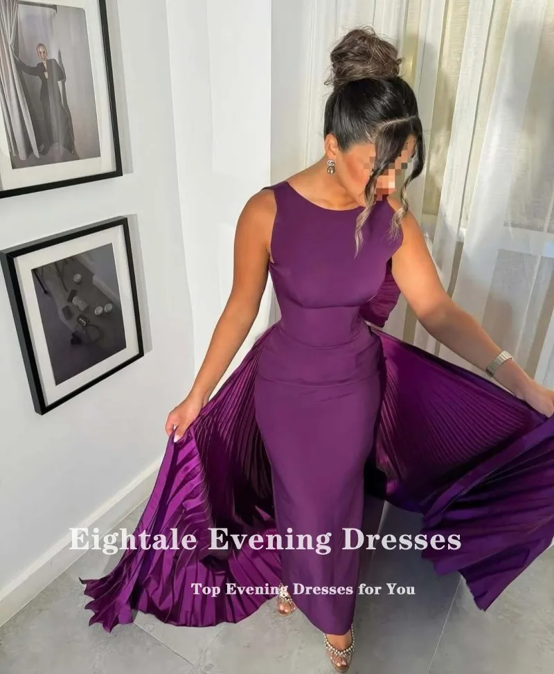 Eightale Arabic Evening Dress O-Neck Customized Purple Pleats Stretchy Mermaid Wedding Party Dress Vestido De Noche
Eightale Arabic Evening Dress O-Neck Customized Purple Pleats Stretchy Mermaid Wedding Party Dress Vestido De Noche