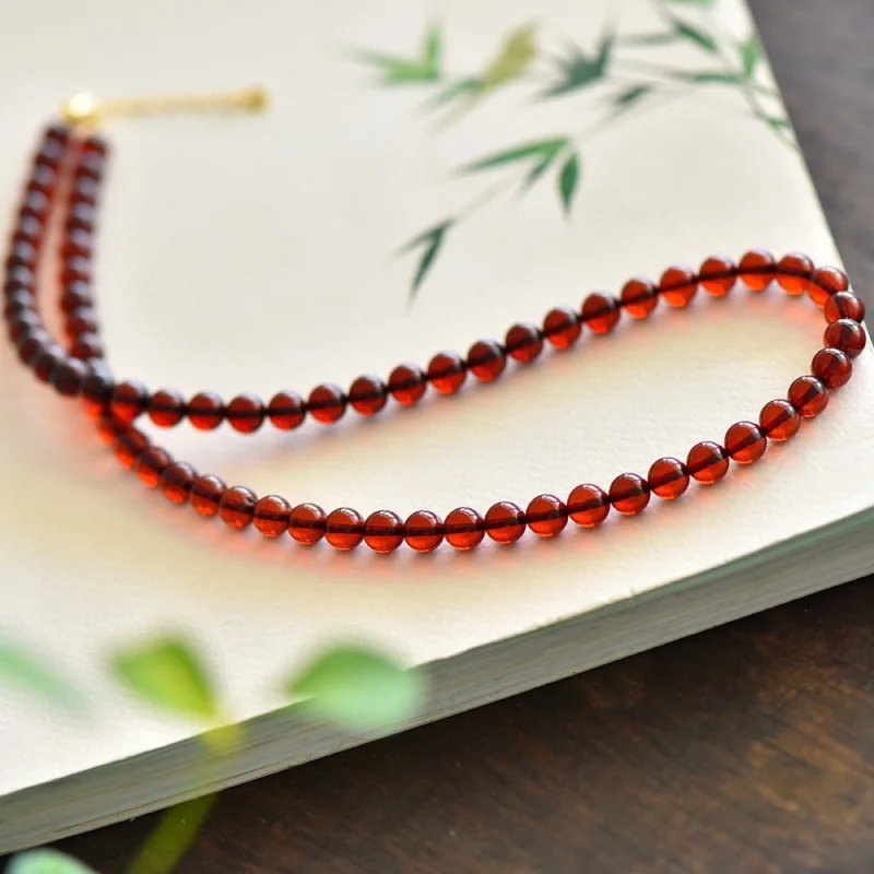 Natural Blood Color Rosy About 7mm Amber Mom Chain Necklace
Natural Blood Color Rosy About 7mm Amber Mom Chain Necklace