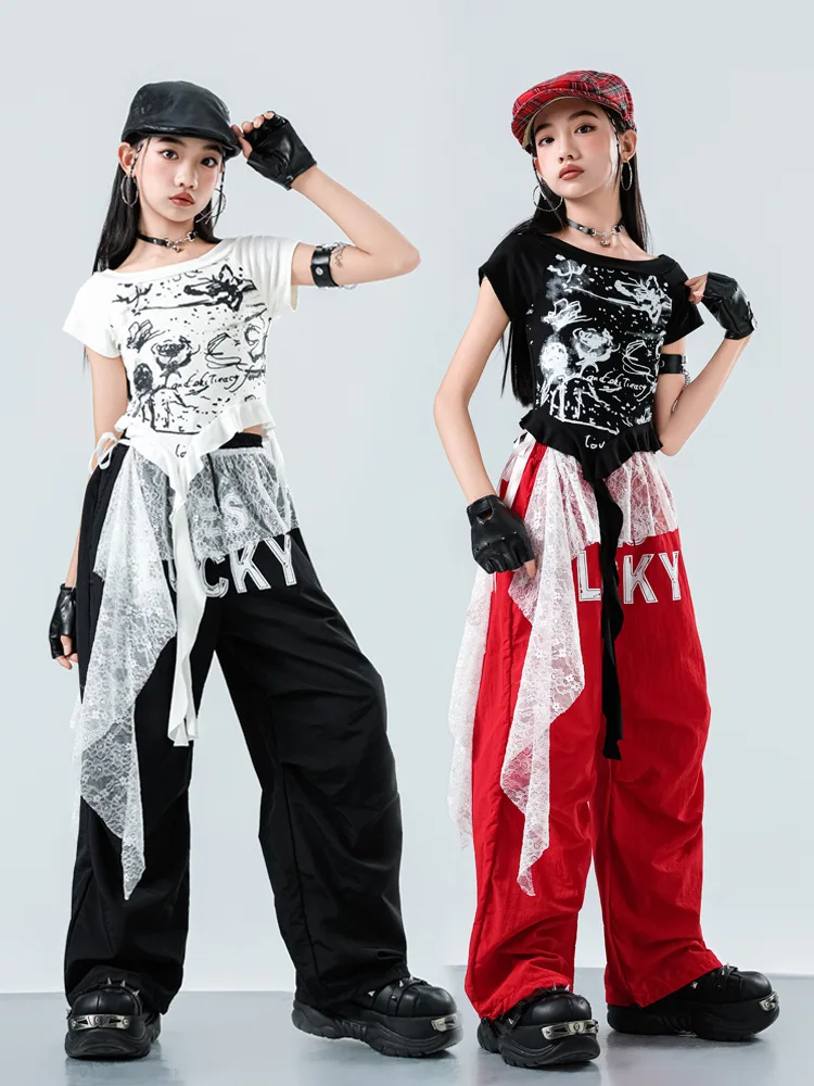 Kid Kpop Hip Hop Clothing Black White Strap Print T Shirt Top Red Casual Parachute Pants for Girl Street Dance Costumes Clothes
Kid Kpop Hip Hop Clothing Black White Strap Print T Shirt Top Red Casual Parachute Pants for Girl Street Dance Costumes Clothes