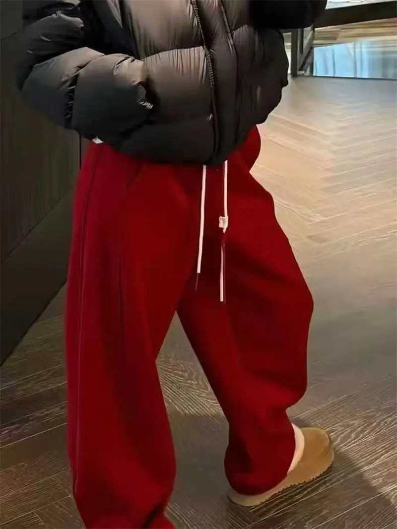 High Waist Wide Leg Sweatpants Women's Fce Lined Casual Trousers European Sle Lazy Sle Dstring Elastic Waist Patchwork
High Waist Wide Leg Sweatpants Women's Fce Lined Casual Trousers European Sle Lazy Sle Dstring Elastic Waist Patchwork