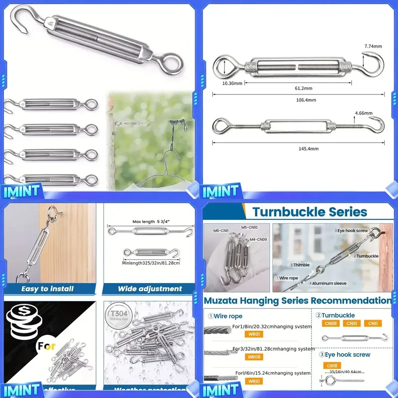 5PCS Stainless Steel 304 OC Type Turnbuckle Hook And Hook CC Type Wire Rope Tension Heavy For Sun Shade Sail Cable
5PCS Stainless Steel 304 OC Type Turnbuckle Hook And Hook CC Type Wire Rope Tension Heavy For Sun Shade Sail Cable