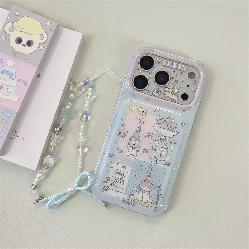 Phone Case For iPhone 15 16 17 Promax Cute Cartoon Dog Rabbit Star Moon Clear Glossy Shockproof Cover With Beaded Wrist Strap
Phone Case For iPhone 15 16 17 Promax Cute Cartoon Dog Rabbit Star Moon Clear Glossy Shockproof Cover With Beaded Wrist Strap