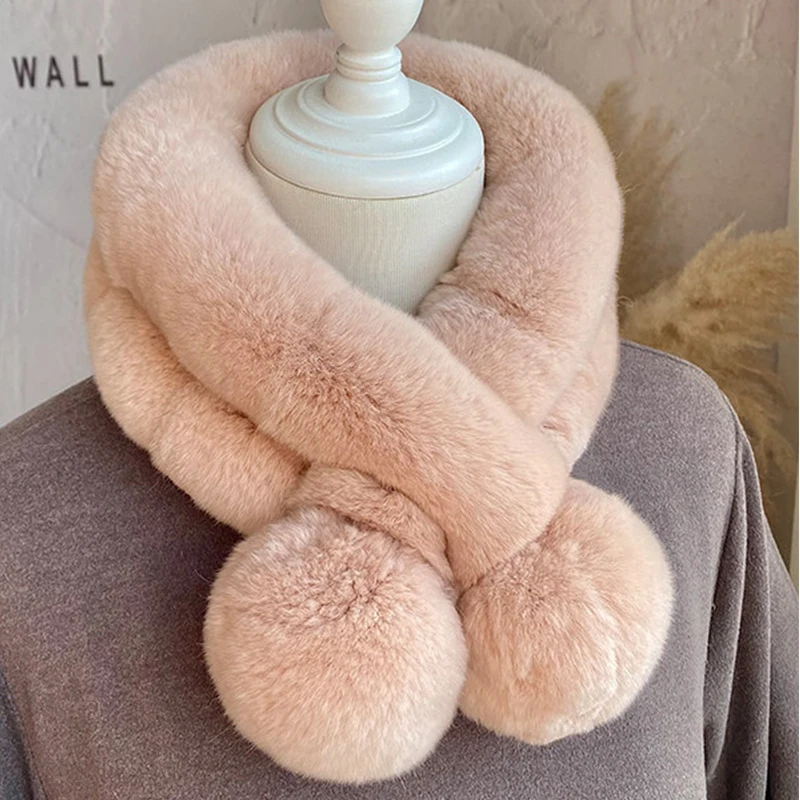 A Cross Scarf Rex Rabbit Fur Thickened Plush Ball Thermal Scarf Thick Winter Women Neck Warmer Collar Neckerchief
A Cross Scarf Rex Rabbit Fur Thickened Plush Ball Thermal Scarf Thick Winter Women Neck Warmer Collar Neckerchief
