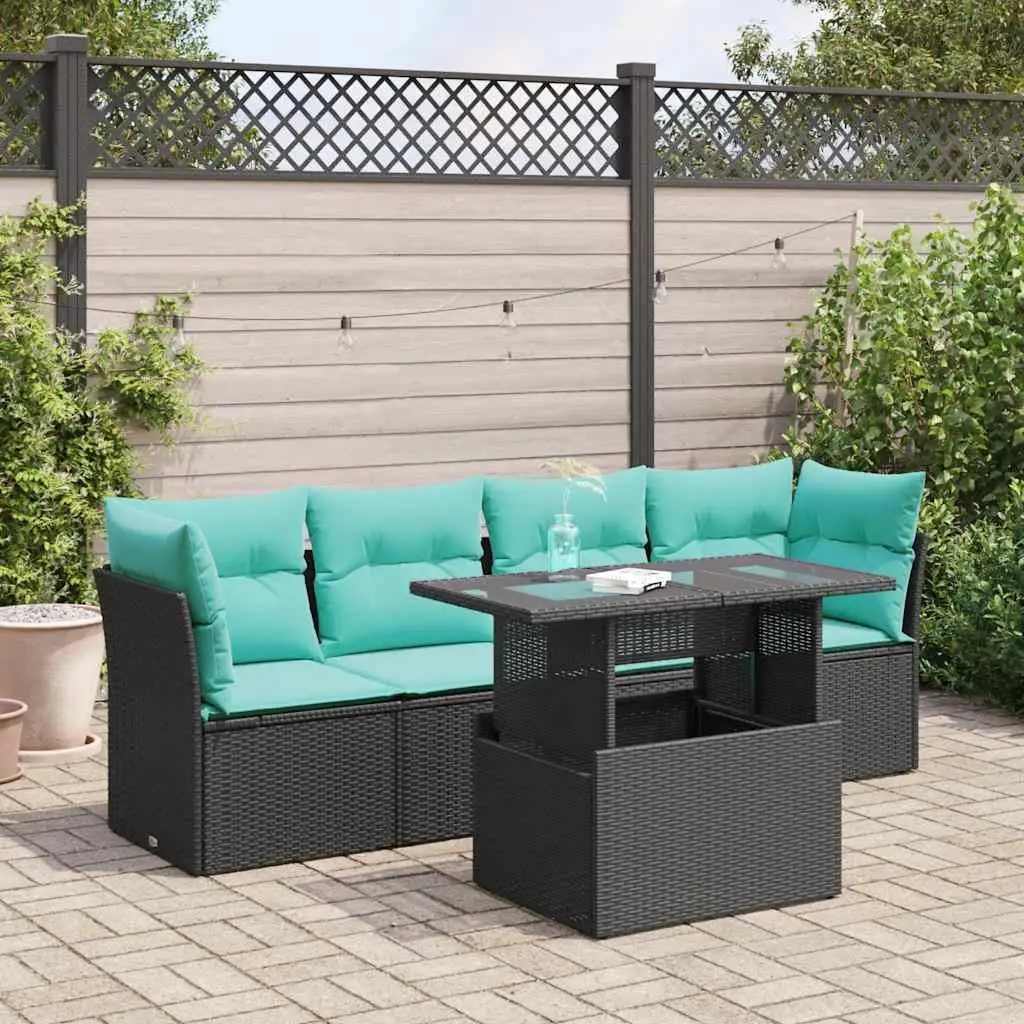 5 Piece Stylish Outdoor Sofa Set with Black Rattan Cushions Acacia Wood Frame Garden Furniture
5 Piece Stylish Outdoor Sofa Set with Black Rattan Cushions Acacia Wood Frame Garden Furniture