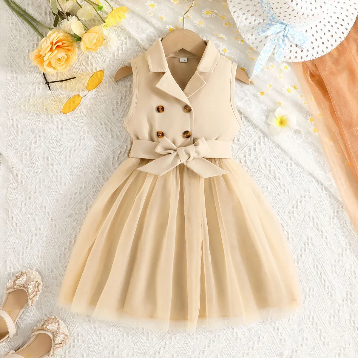 2024 Summer Girls Dress Sleeveless Lapel Solid Shirtdress Gauze Patchwork A-line Princess Dresses Children's Casual Clothes
2024 Summer Girls Dress Sleeveless Lapel Solid Shirtdress Gauze Patchwork A-line Princess Dresses Children's Casual Clothes