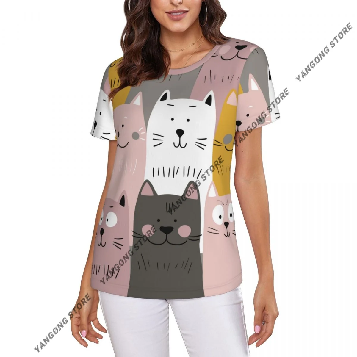 Womens Short Sleeve Cute Kitten Scandy Cats Casual Tee Clothing Crewneck Woman T-Shirts
Womens Short Sleeve Cute Kitten Scandy Cats Casual Tee Clothing Crewneck Woman T-Shirts