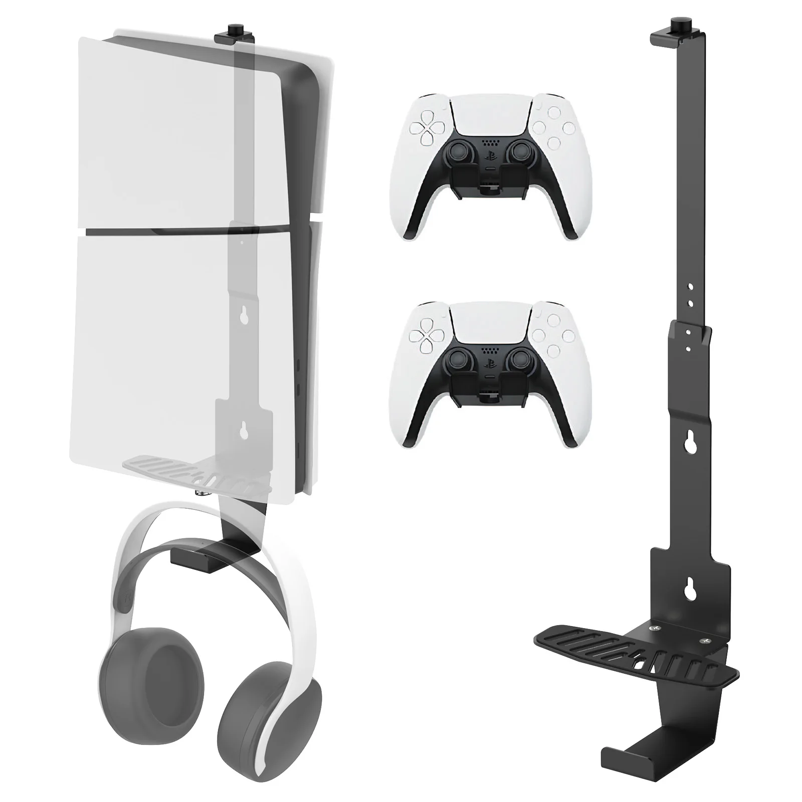 Тонкий держатель для консоли PS5/PSPro/PS, настенное крепление, подставка для хранения с 2 игровыми контроллерами, кронштейн-крючок для гарнитуры для PlayStation 5
Тонкий держатель для консоли PS5/PSPro/PS, настенное крепление, подставка для хранения с 2 игровыми контроллерами, кронштейн-крючок для гарнитуры для PlayStation 5