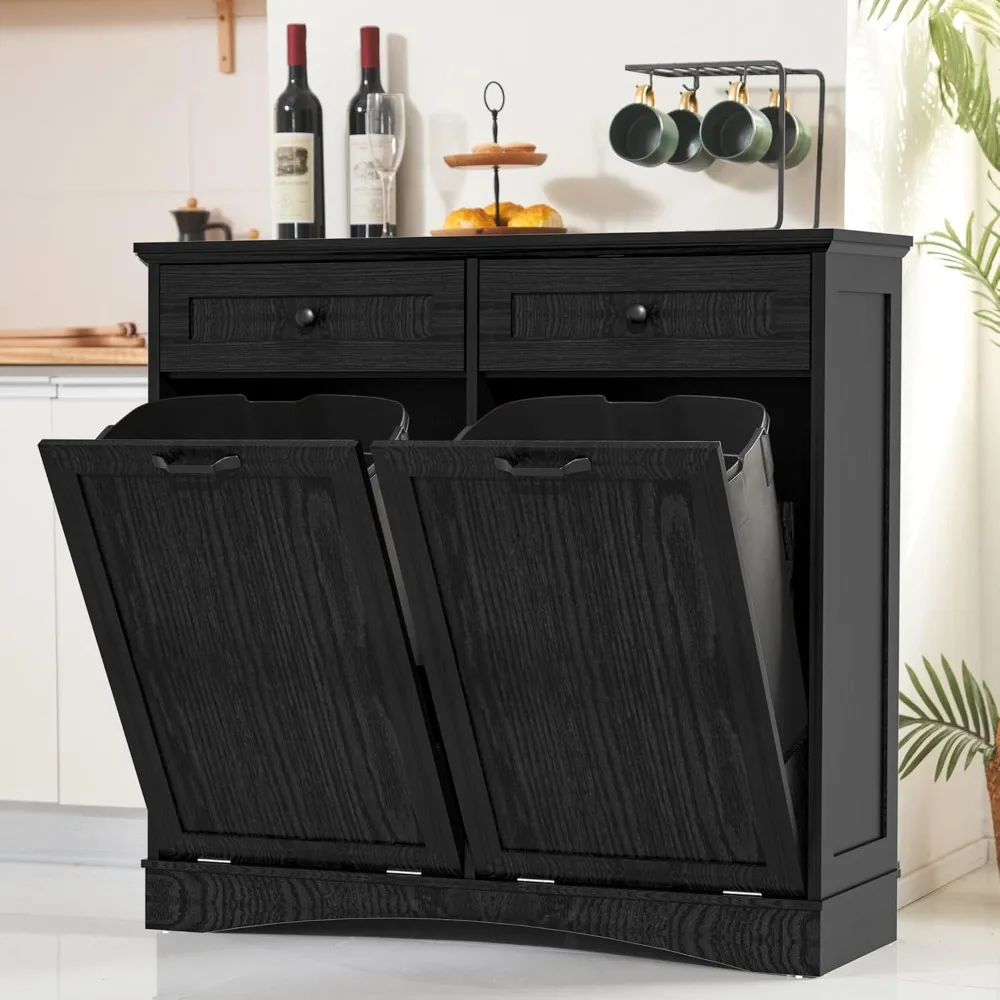Double Tilt Out Trash Cabinet Freestanding Kitchen Trash Cabinet, 2x13 Gallons Hidden Garbage Recycling Cabinet with Hideaway D
Double Tilt Out Trash Cabinet Freestanding Kitchen Trash Cabinet, 2x13 Gallons Hidden Garbage Recycling Cabinet with Hideaway D