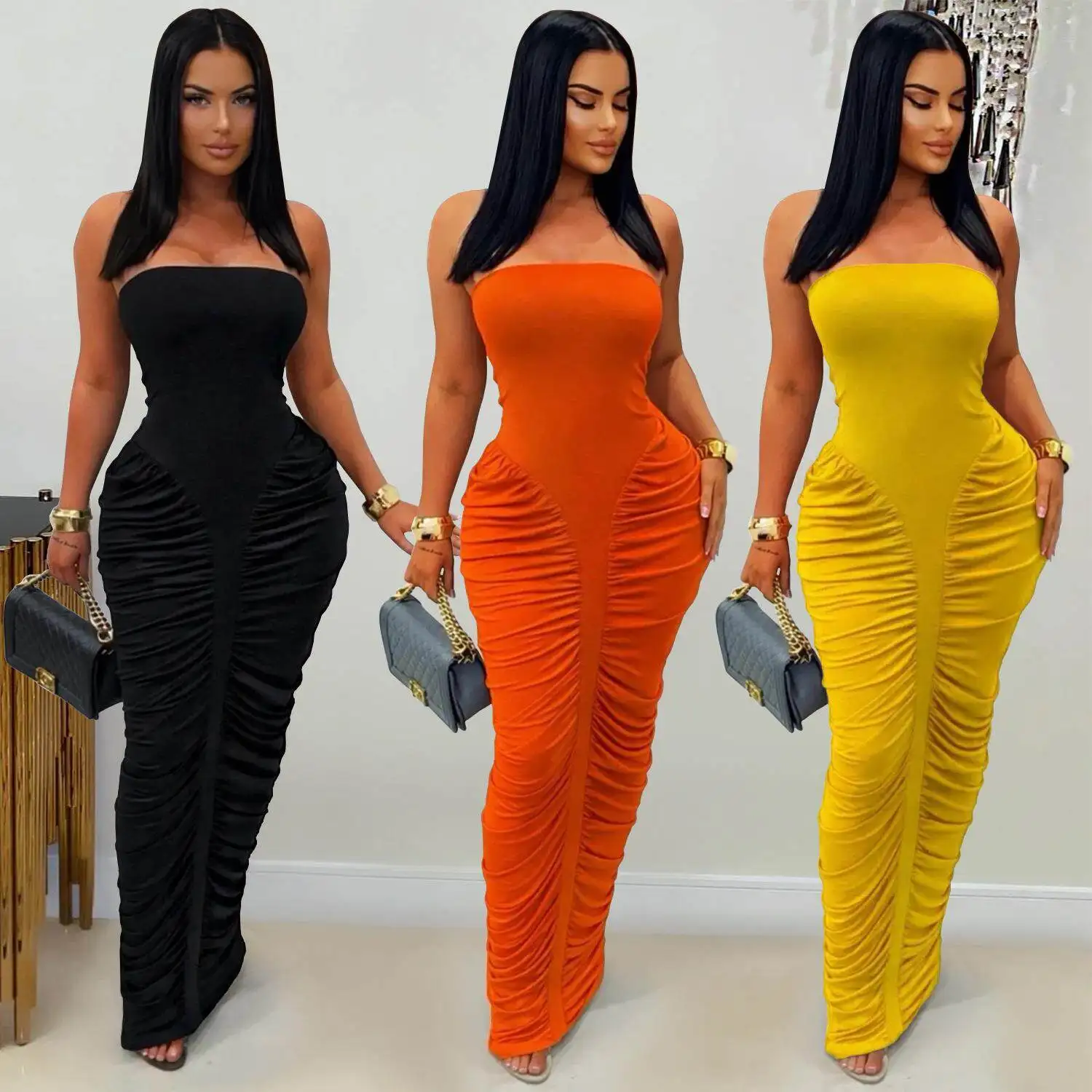 Sexy Pure Color Wrap around Pleated Dress C7669 Fashionable Women's Clothing Sleeveless Autumn Season Chinese Origin
Sexy Pure Color Wrap around Pleated Dress C7669 Fashionable Women's Clothing Sleeveless Autumn Season Chinese Origin