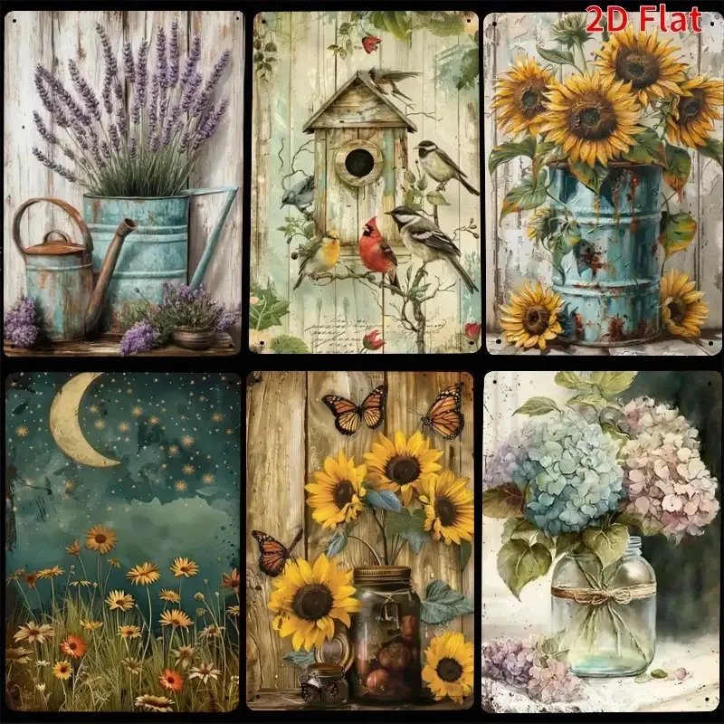 2D Flat, набор из 6 предметов, винтажные металлические настенные рисунки - декоративные таблички в деревенском стиле с цветами и птицами, 19,81x29,97 см, водонепроницаемый пылезащитный металл
2D Flat, набор из 6 предметов, винтажные металлические настенные рисунки - декоративные таблички в деревенском стиле с цветами и птицами, 19,81x29,97 см, водонепроницаемый пылезащитный металл