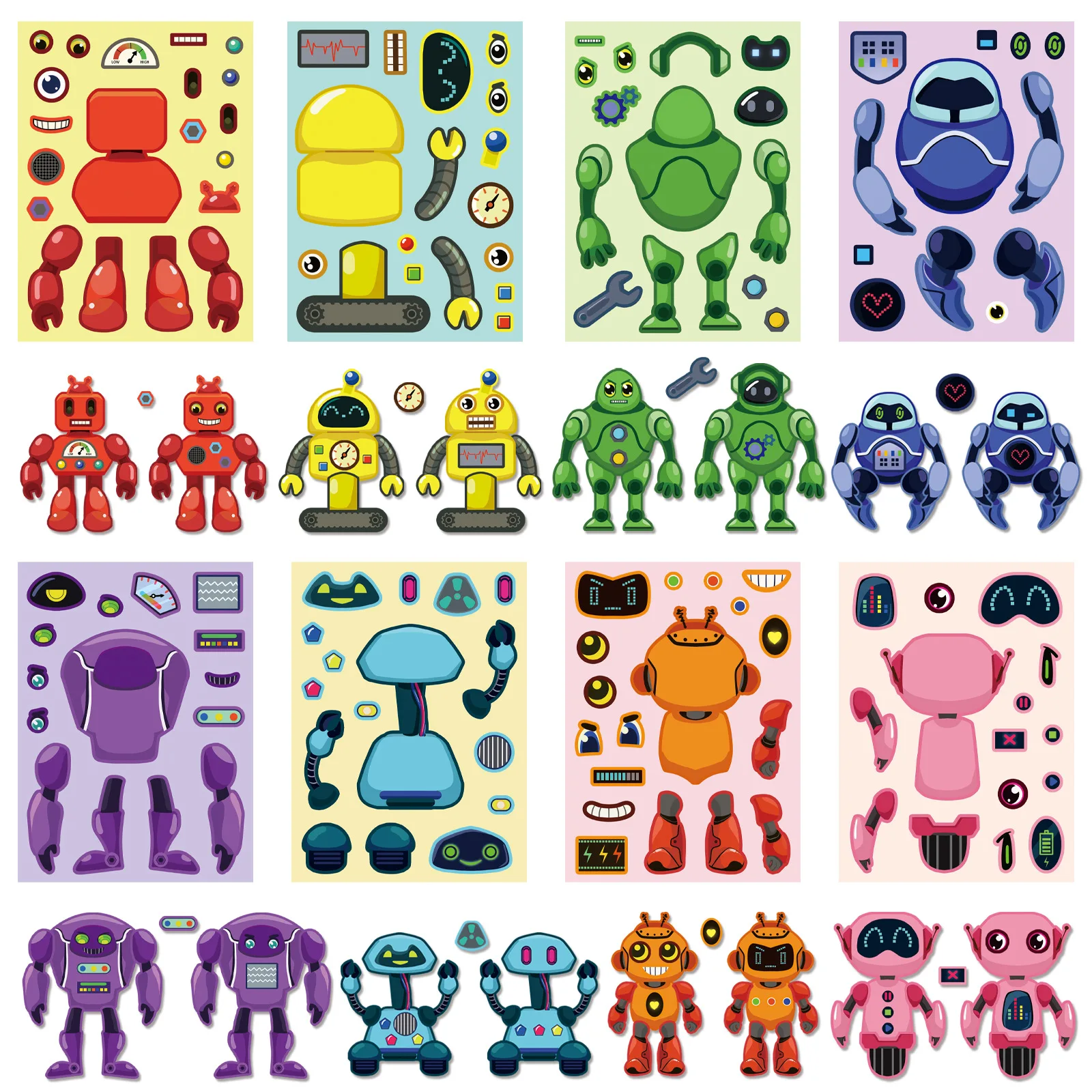 8Pcs/Set Robot Mix & Match Stickers Kids DIY Cartoon Mecha Puzzles Reusable PVC Stickers for Scrapbooking School Supplies Gifts
8Pcs/Set Robot Mix & Match Stickers Kids DIY Cartoon Mecha Puzzles Reusable PVC Stickers for Scrapbooking School Supplies Gifts