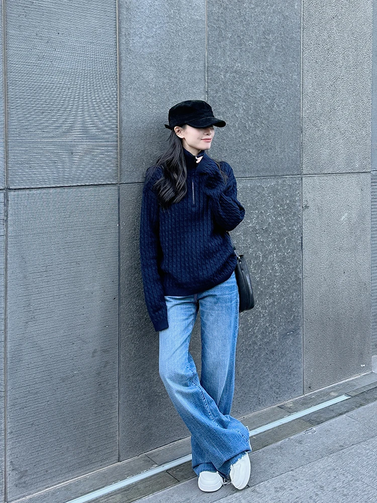 Женский вязаный свитер JinSu с длинным рукавом, на молнии, с узором «косы», 30% шерсть, свободный крой, универсальный, осень-зима, корейский стиль
Женский вязаный свитер JinSu с длинным рукавом, на молнии, с узором «косы», 30% шерсть, свободный крой, универсальный, осень-зима, корейский стиль