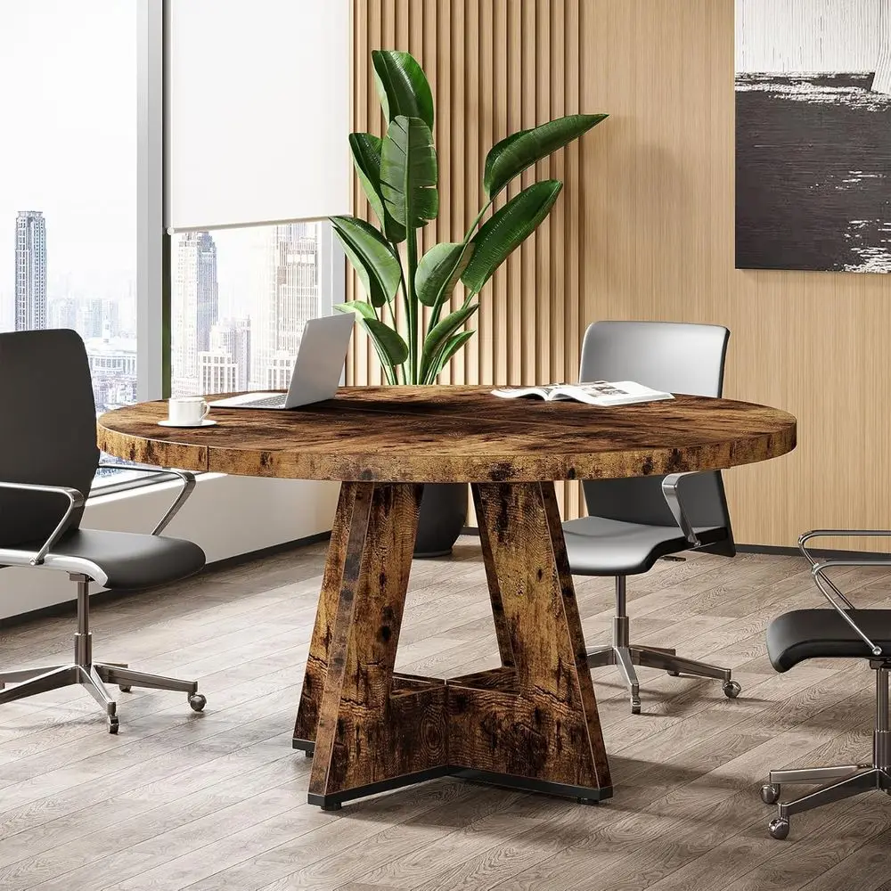 47-Inch Round Conerence Table or 4-6 People, Wooden Meeting Room Table with Thicken Tabletop and Wood Base (k Brown)
47-Inch Round Conerence Table or 4-6 People, Wooden Meeting Room Table with Thicken Tabletop and Wood Base (k Brown)