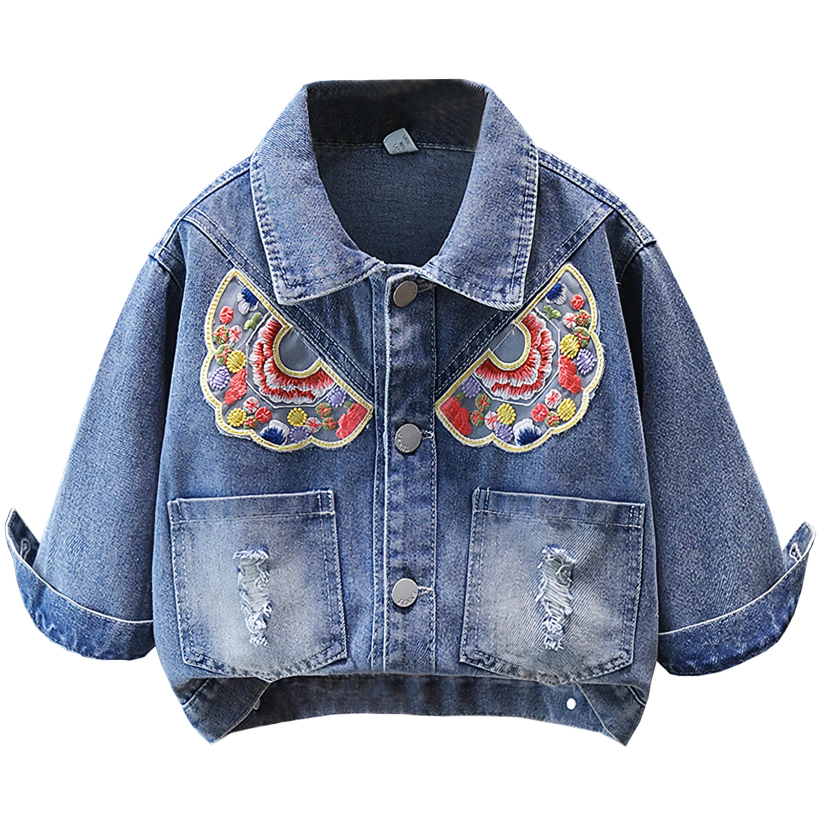 Girls Denim Jacket,Retro Chinese Style Embroidered Children's Cowboy Coat,Lapel Buttons Classical Blue Kids Transition Outerwear
Girls Denim Jacket,Retro Chinese Style Embroidered Children's Cowboy Coat,Lapel Buttons Classical Blue Kids Transition Outerwear