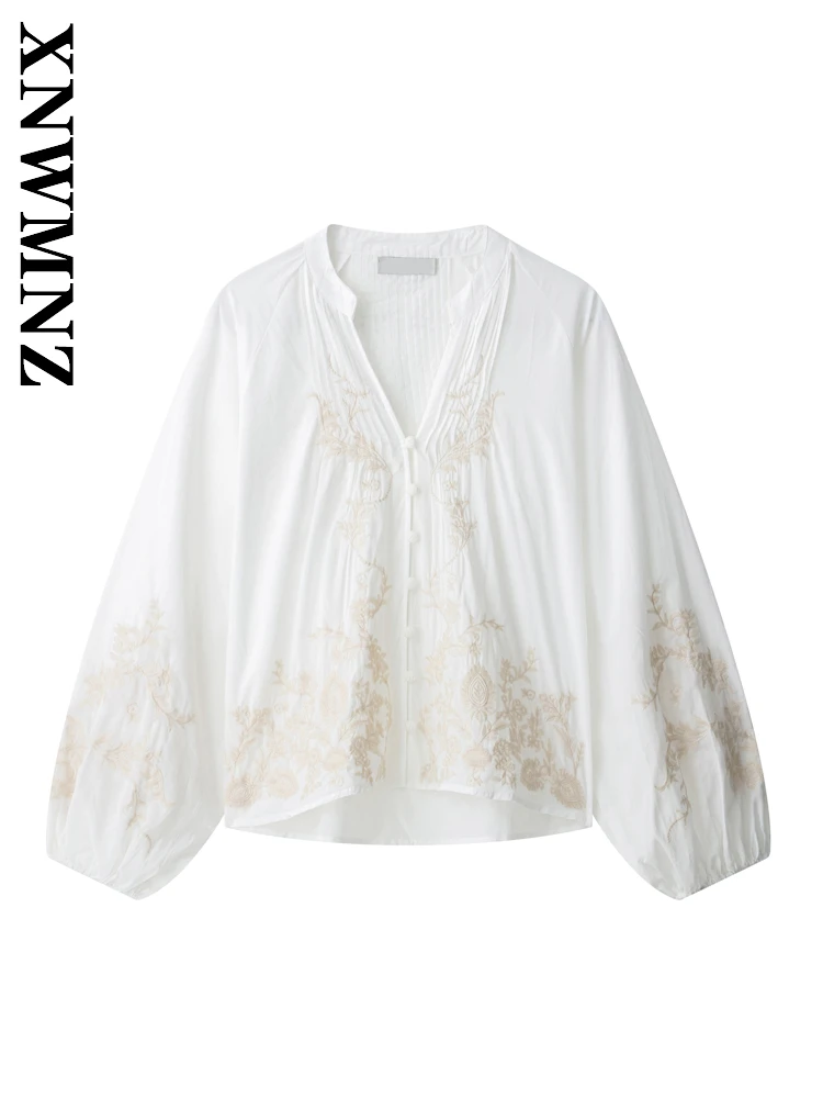 XNWMNZ 2025 Summer New Product Woman's Casual Chic V-Collar embroidery Blouses Simple Lady Long Sleeve Shirt Vintage Floral Top
XNWMNZ 2025 Summer New Product Woman's Casual Chic V-Collar embroidery Blouses Simple Lady Long Sleeve Shirt Vintage Floral Top
