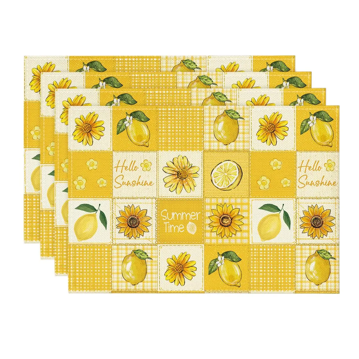 Plaid Lemon Sunflower Summer Placemats , 12x18 Inch Hello Sunshine Table Mats for Party Kitchen Dining Decoration
Plaid Lemon Sunflower Summer Placemats , 12x18 Inch Hello Sunshine Table Mats for Party Kitchen Dining Decoration