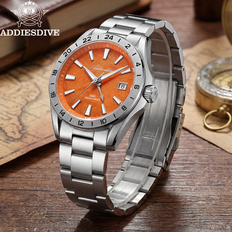 ADDIESDIVE Men's GMT Quartz Watch 515-24H Dual Time Zone Wristwatch AD2548 Sapphire Glass 200m Waterproof Luminous Dive Watches
ADDIESDIVE Men's GMT Quartz Watch 515-24H Dual Time Zone Wristwatch AD2548 Sapphire Glass 200m Waterproof Luminous Dive Watches