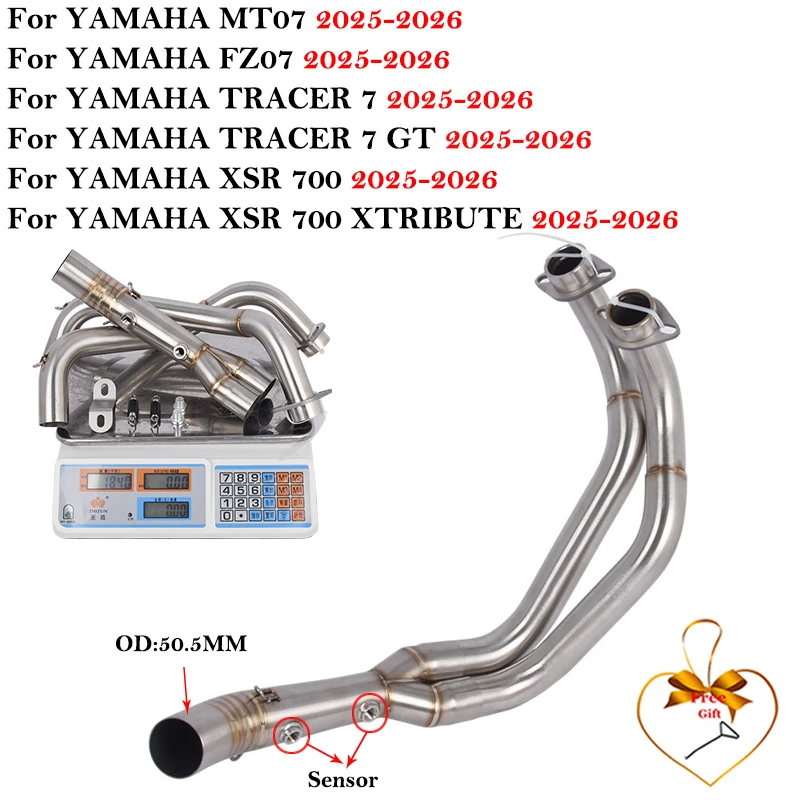 Slip On For YAMAHA MT07 FZ07 TRACER 7 GT XSR 700 XTRIBUTE 2025 2026 Motorcycle Exhaust Escape Front Mid Link Pipe 51MM Muffler
Slip On For YAMAHA MT07 FZ07 TRACER 7 GT XSR 700 XTRIBUTE 2025 2026 Motorcycle Exhaust Escape Front Mid Link Pipe 51MM Muffler