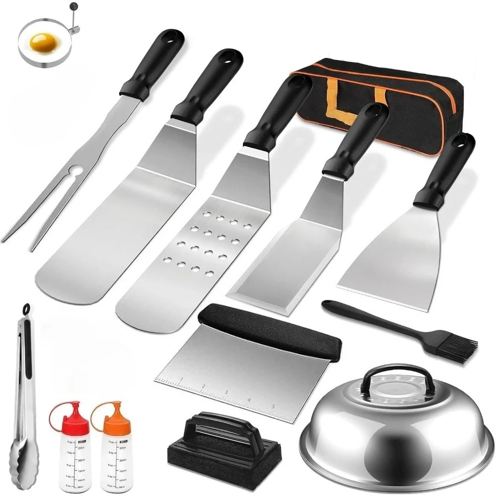 16 Pcs Griddle Accessories Kit,Hibachi Flat Top Grill Tools,Grill Spatula Gift Set with Enlarged Spatulas,Scraper for Outdoor
16 Pcs Griddle Accessories Kit,Hibachi Flat Top Grill Tools,Grill Spatula Gift Set with Enlarged Spatulas,Scraper for Outdoor