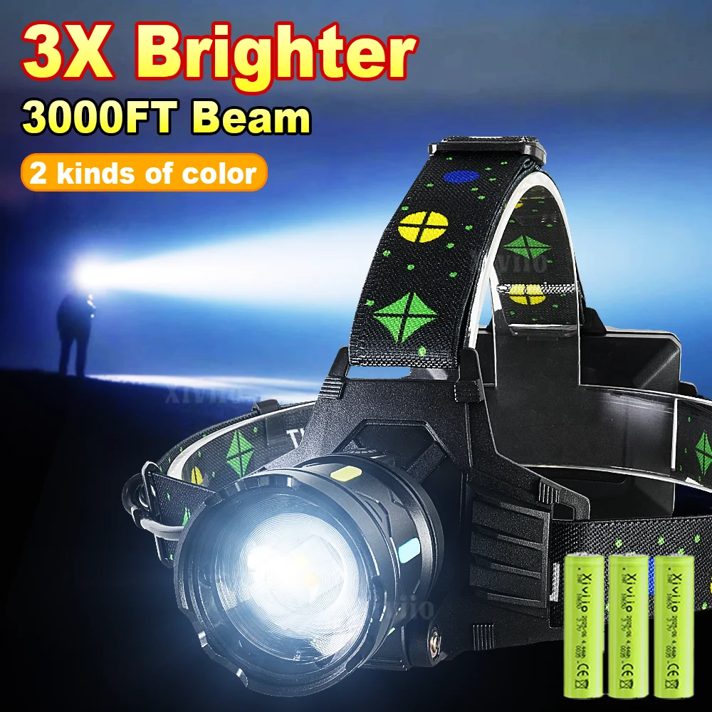 Ultra Bright LED Headlamps 3X Brighter High Power Long Range Rechargeable Headlight Dual Light for Camping Fishing Hiking Caving
Ultra Bright LED Headlamps 3X Brighter High Power Long Range Rechargeable Headlight Dual Light for Camping Fishing Hiking Caving