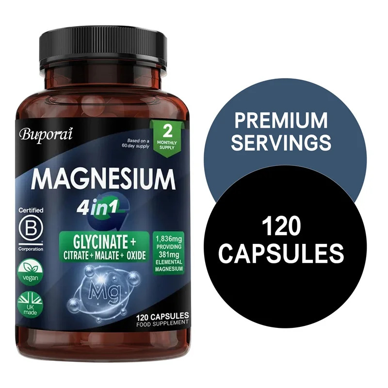 Magnesium 4-in-1 Complex - Supports The Nervous System, Promotes Healthy Sleep and Muscle Relaxation, and Relieves Stress
Magnesium 4-in-1 Complex - Supports The Nervous System, Promotes Healthy Sleep and Muscle Relaxation, and Relieves Stress