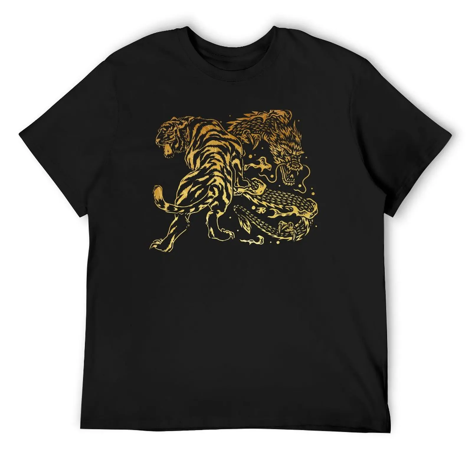 Tiger and Dragon Yin Yang Tattoo Style Gold Print T-Shirt kawaii clothes vintage clothes Man t-shirt mens t shirt graphic
Tiger and Dragon Yin Yang Tattoo Style Gold Print T-Shirt kawaii clothes vintage clothes Man t-shirt mens t shirt graphic