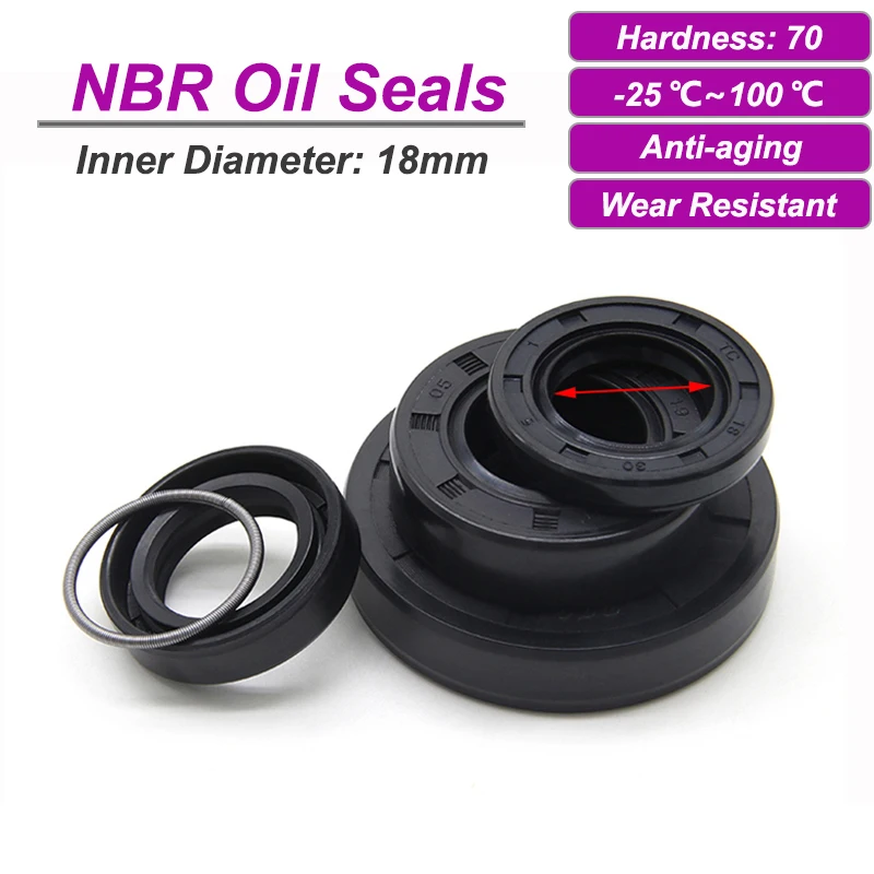 2/5pcs Black NBR Framework Oil Seals ID18mm TC-18*24/25/26/28/30/32/35/40/42/45/47*5/6/7/8/10mm Nitrile Rubber Shaft Gasket
2/5pcs Black NBR Framework Oil Seals ID18mm TC-18*24/25/26/28/30/32/35/40/42/45/47*5/6/7/8/10mm Nitrile Rubber Shaft Gasket