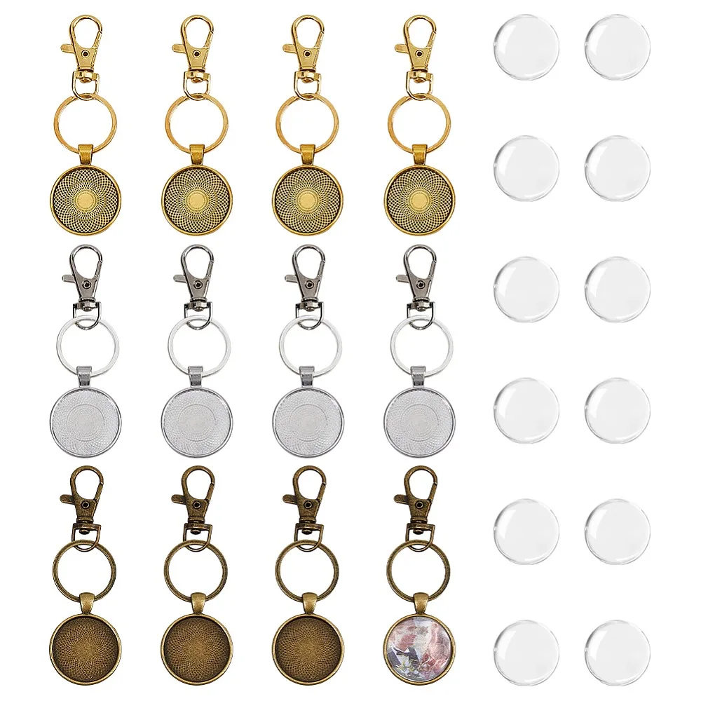 12Pcs 3 Colors Alloy Keychains Flat Round with Alloy Swivel Lobster Claw Clasps and Glass Cabochons Mixed Color 90mm 4pcs/color
12Pcs 3 Colors Alloy Keychains Flat Round with Alloy Swivel Lobster Claw Clasps and Glass Cabochons Mixed Color 90mm 4pcs/color