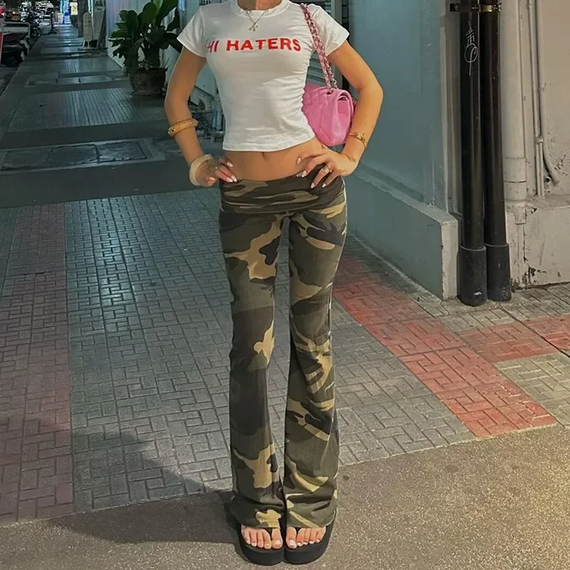 Camouflage Low Waist Micro Flare Leg Pants Women Fold Slim Fit Vintage Summer Streetwear Casual Skinny Hotsweet Bootcut Trousers
Camouflage Low Waist Micro Flare Leg Pants Women Fold Slim Fit Vintage Summer Streetwear Casual Skinny Hotsweet Bootcut Trousers