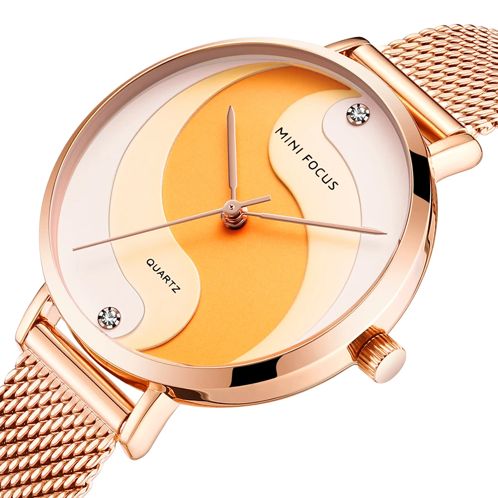 MINI FOCUS MF0291L Gradient Color Dial Watch Solid Gold Mesh Stainless Steel Band Waterproof Casual Fashion Women Quartz Watches
MINI FOCUS MF0291L Gradient Color Dial Watch Solid Gold Mesh Stainless Steel Band Waterproof Casual Fashion Women Quartz Watches