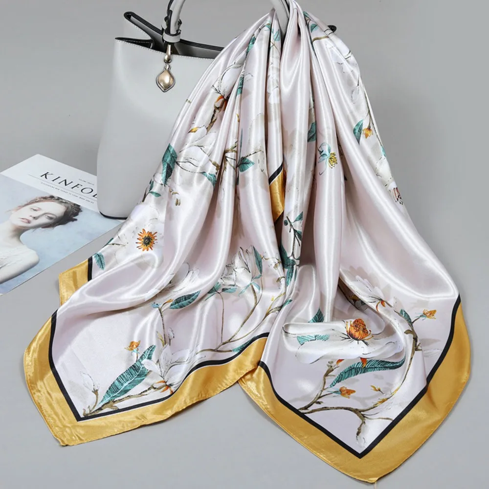 Summer 90*90cm Women Square Scarf Flower Print Elegant Large Hijab Multi-functional Neckerchief
Summer 90*90cm Women Square Scarf Flower Print Elegant Large Hijab Multi-functional Neckerchief