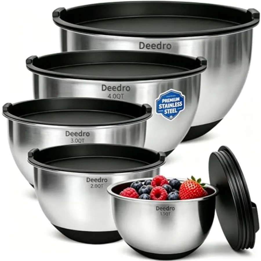 Premium Mixing Bowls with Airtight Lids Set, 22Pcs Thicker Stainl Steel Mixing Bowl Set, Large Prep Metal Bowls, Non-Slip Silic
Premium Mixing Bowls with Airtight Lids Set, 22Pcs Thicker Stainl Steel Mixing Bowl Set, Large Prep Metal Bowls, Non-Slip Silic