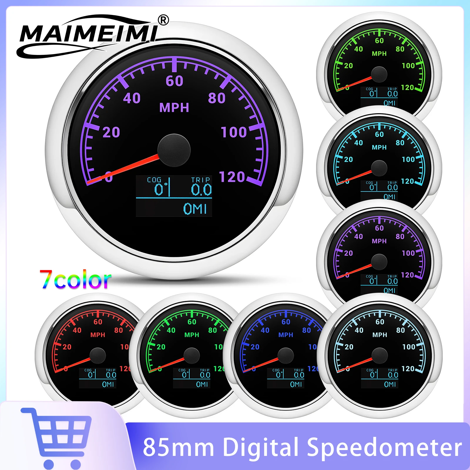 85mm 7 Colors Backlight GPS Speedometer 30/60/120/200 KMH/MPH/Knots Speed Meter COG Trip Mileage For Marine Boat Car Yacht
85mm 7 Colors Backlight GPS Speedometer 30/60/120/200 KMH/MPH/Knots Speed Meter COG Trip Mileage For Marine Boat Car Yacht