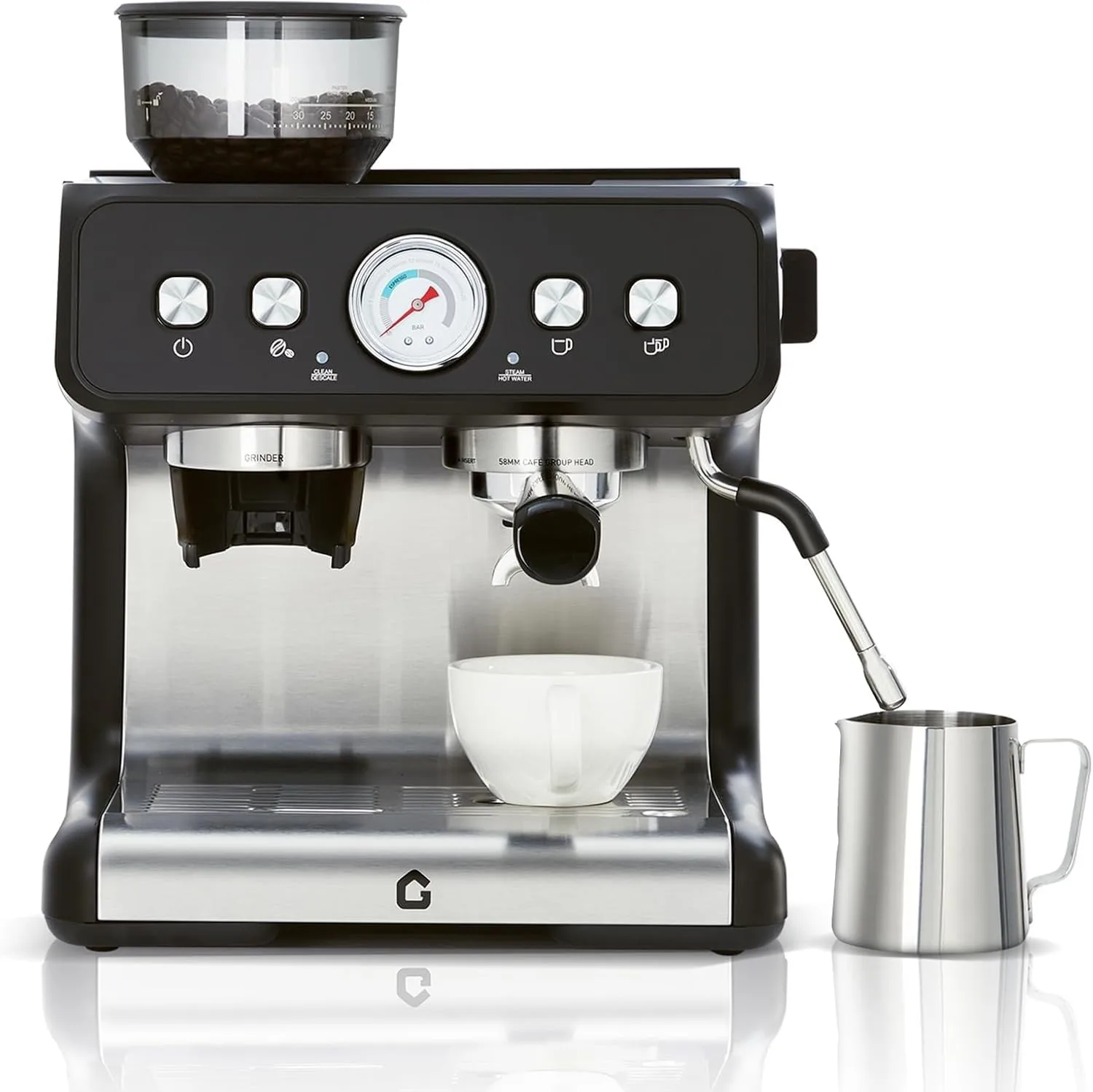 Stainless Steel Espresso Machine with Grinder 20 Bar & 2.8l Removable Tank
Stainless Steel Espresso Machine with Grinder 20 Bar & 2.8l Removable Tank