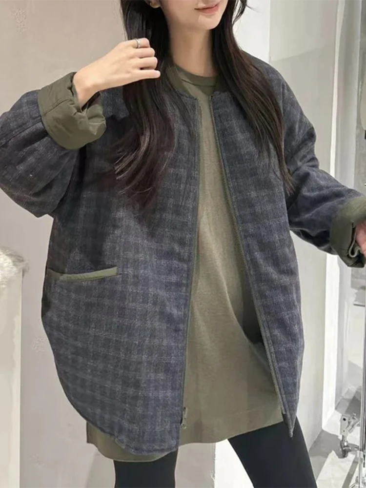 Retro Plaid Double-Sided Wear Stand Collar Jacket Women's Loose Cotton Coat Autumn Winter Small Size Lazy Style Zipper Closure
Retro Plaid Double-Sided Wear Stand Collar Jacket Women's Loose Cotton Coat Autumn Winter Small Size Lazy Style Zipper Closure