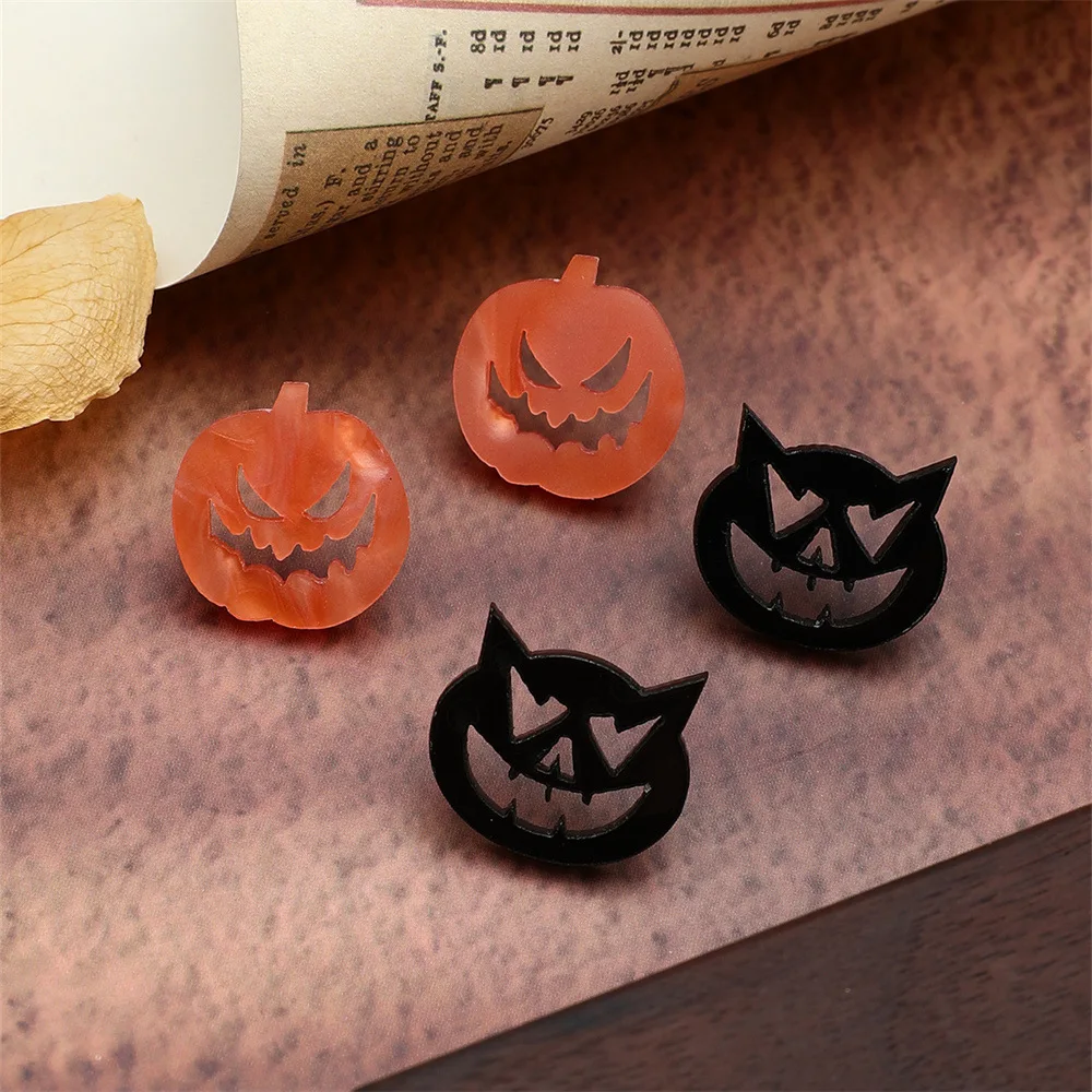 Halloween Halloween personality fun small ear needles, acrylic two-color pumpkin little devil earrings 2 pairs
Halloween Halloween personality fun small ear needles, acrylic two-color pumpkin little devil earrings 2 pairs