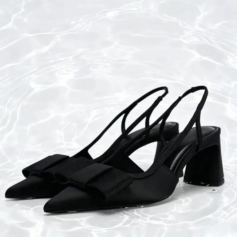 Black Bow Decorated High Heels Women Sexy Pointed Toe Slingback Chunky Heel Sandals Elegant Banquet Dress Shoes Zapatos De Mujer
Black Bow Decorated High Heels Women Sexy Pointed Toe Slingback Chunky Heel Sandals Elegant Banquet Dress Shoes Zapatos De Mujer