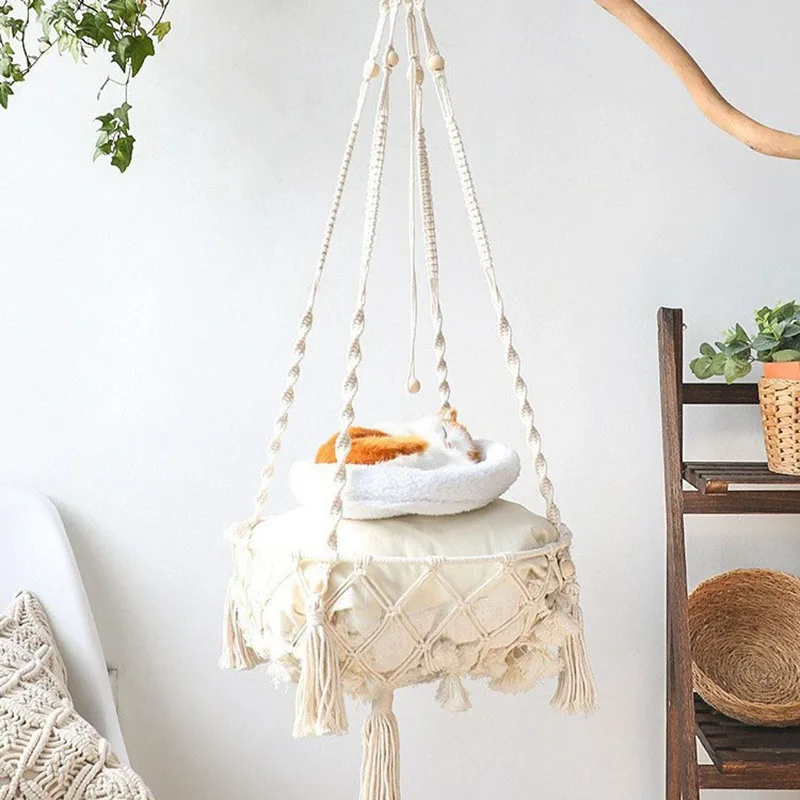 New Pet Hammock Cat Swing Hand Woven Cotton Rope Cats Hanging Basket Kitten Hanging String Den Indoor Pend Nest Pets Supplies
New Pet Hammock Cat Swing Hand Woven Cotton Rope Cats Hanging Basket Kitten Hanging String Den Indoor Pend Nest Pets Supplies
