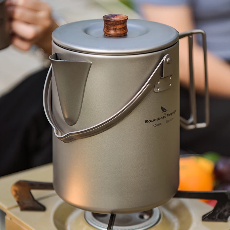 Титановый кофейник Boundless Voyage, большая емкость 1,5 л, легкая посуда для кемпинга и путешествий на открытом воздухе, титановый чайник для чайника
Титановый кофейник Boundless Voyage, большая емкость 1,5 л, легкая посуда для кемпинга и путешествий на открытом воздухе, титановый чайник для чайника