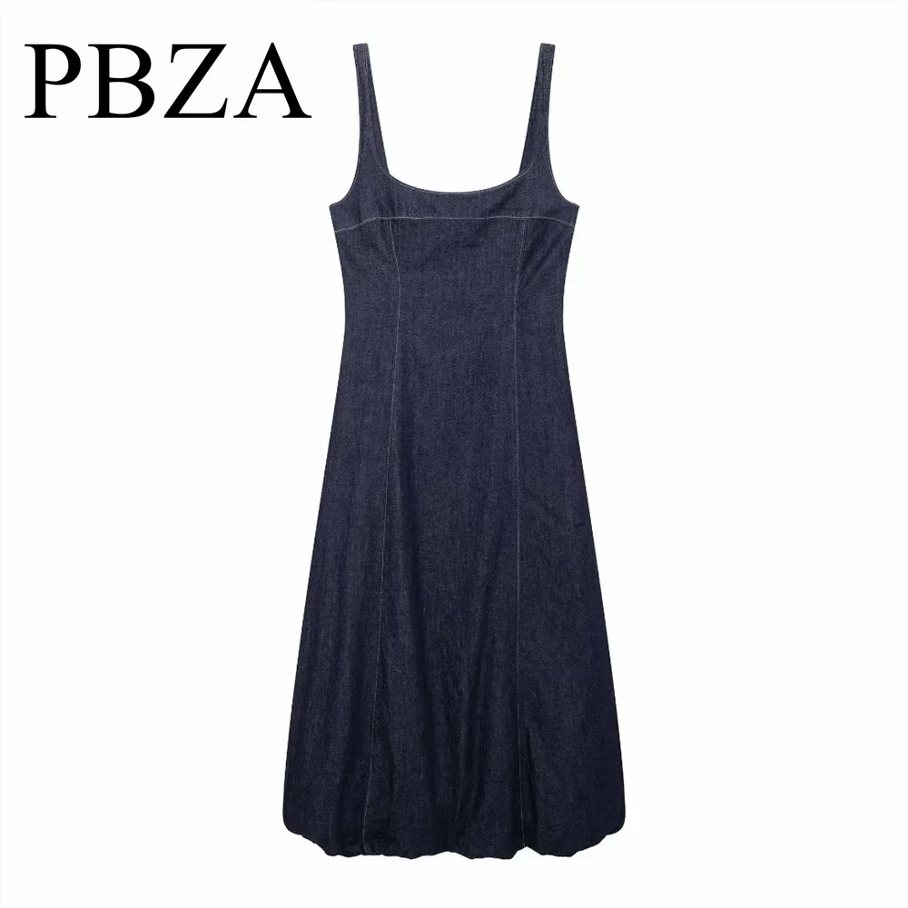 24 Autumn/Winter New Women's Open Back Shoulder Strap Square Collar Balloon Version Denim Midi Dress
24 Autumn/Winter New Women's Open Back Shoulder Strap Square Collar Balloon Version Denim Midi Dress