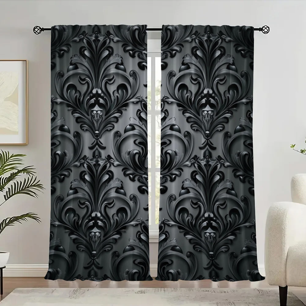 2Pcs Retro Pattern Curtain Antique Baroque Pattern With Mild Ombre Shade Gothic Victorian Style For Bedroom Living Room And
2Pcs Retro Pattern Curtain Antique Baroque Pattern With Mild Ombre Shade Gothic Victorian Style For Bedroom Living Room And