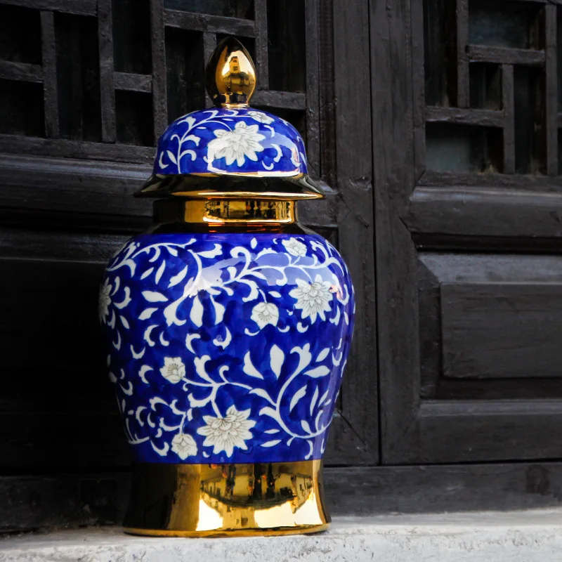 Chinese-style Ceramic Vase Ginger Jar Home Crafts Decoration Living Room Storage Jar Relief Blue and White Porcelain General Jar
Chinese-style Ceramic Vase Ginger Jar Home Crafts Decoration Living Room Storage Jar Relief Blue and White Porcelain General Jar