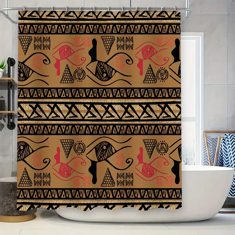 Boho-style shower curtain with African-inspired patterns made from water-resistant fabric perfect for adding a touch of bohemian
Boho-style shower curtain with African-inspired patterns made from water-resistant fabric perfect for adding a touch of bohemian
