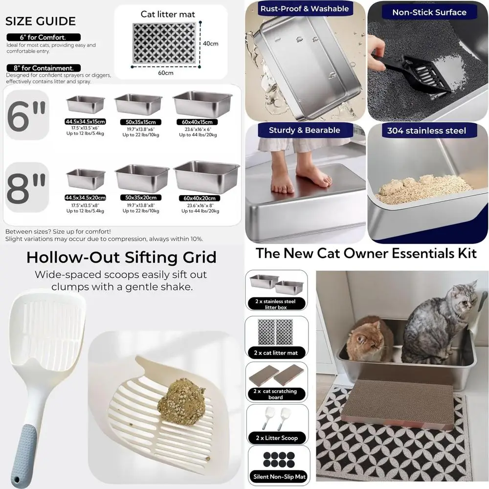 Stainless Steel Cat Litter Box with High Sides - Large Indoor Metal Pan, Odorless, Suitable for Cats and Rabbits
Stainless Steel Cat Litter Box with High Sides - Large Indoor Metal Pan, Odorless, Suitable for Cats and Rabbits