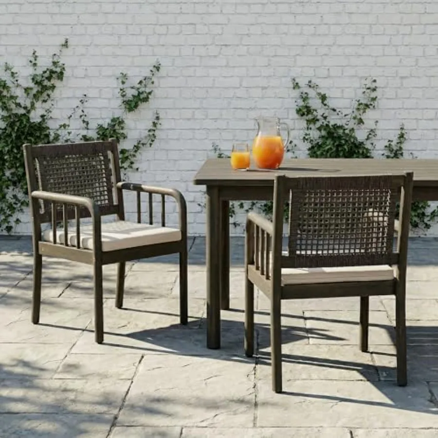 Patio Dining Chairs Set of 2, Outdoor Acacia Wood and PE Rattan Chairs with Water-Repellent Cushions, Cream Seat, All-Weather B
Patio Dining Chairs Set of 2, Outdoor Acacia Wood and PE Rattan Chairs with Water-Repellent Cushions, Cream Seat, All-Weather B