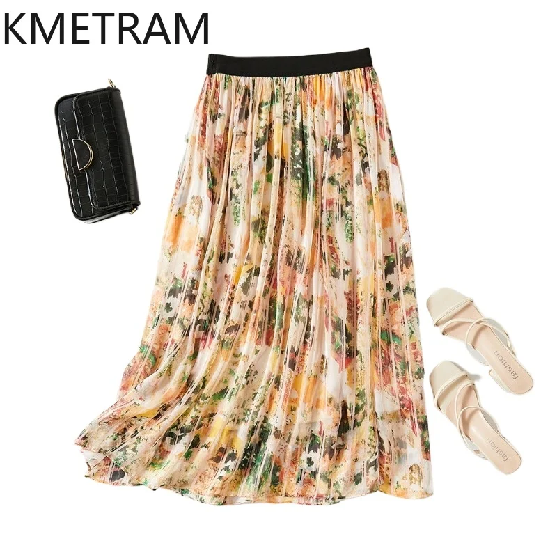 KMETRAM 100% Mulberry Silk Women's Skirts Floral Printed A-Line Long Skirt Casual Flowy Summer Skirt Woman Clothes 2026 cutecore
KMETRAM 100% Mulberry Silk Women's Skirts Floral Printed A-Line Long Skirt Casual Flowy Summer Skirt Woman Clothes 2026 cutecore